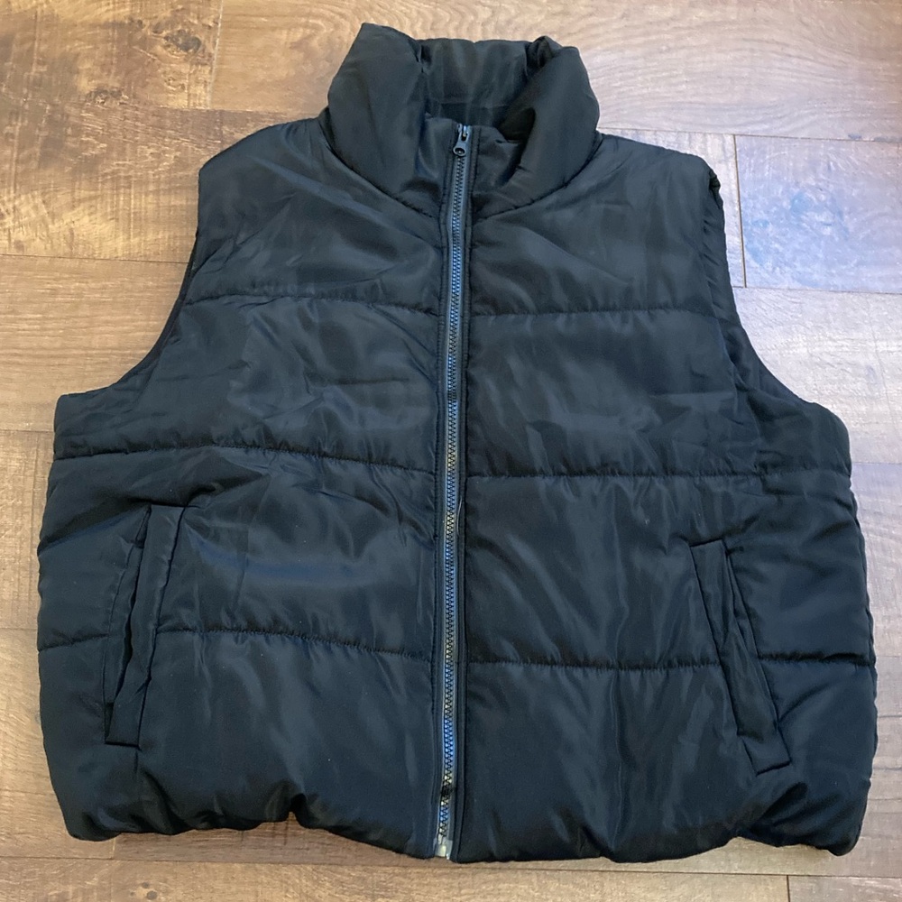Cropped Puffer Vest Black Women's XL